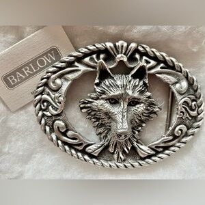 New Barlow Handcut Silver Wolf Belt Buckle